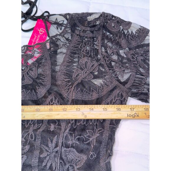 Ultrapink Black Lace Midi Dress With Sheer Floral Pattern & Lining - Picture 12 of 13